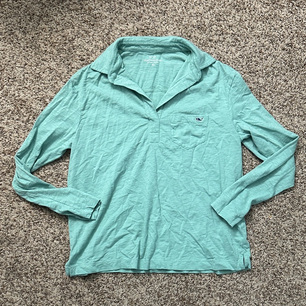 Vineyard Vines Light Sage Green Long Sleeve Polo Shirt